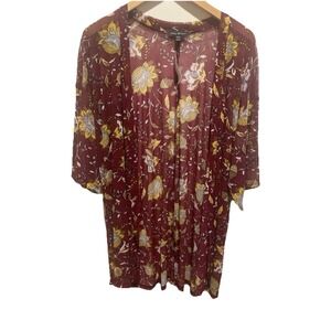 Lane Bryant Women's Sheer Burgundy Floral Cardigan NWT‎ Size 18/20 Comfy